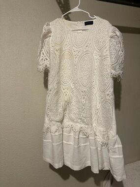Gracia Cream Lace Overlay Mini Dress